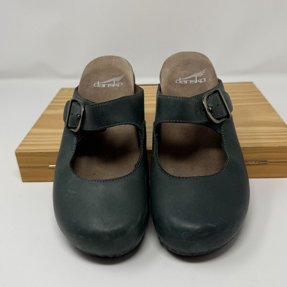 Dansko Martina Mules Mary Jane Womens 37 US 6.5 Green Leather Shoes